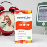 NaturalCare RingStop junto a una moneda, muestra tamaño real