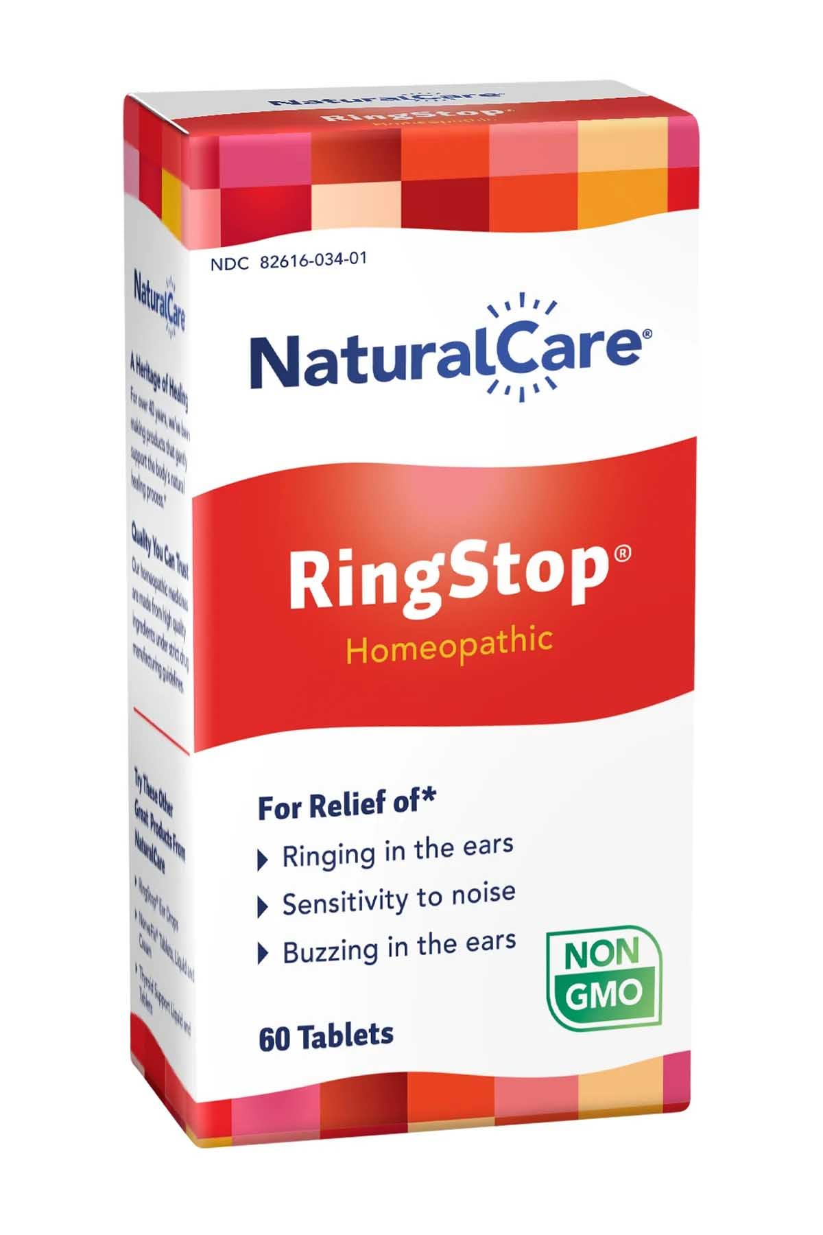 NaturalCare RingStop frasco abierto con tabletas, fácil dosificación