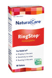 NaturalCare RingStop frasco abierto con tabletas, fácil dosificación