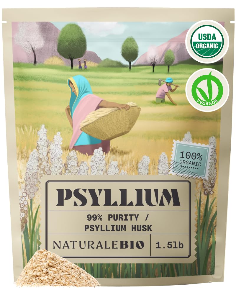 NaturaleBio empaque frontal mostrando psyllium orgánico y claridad de marca
