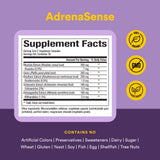 Natural Factors mano sosteniendo cápsula de AdrenaSense para mostrar uso y tamaño práctico