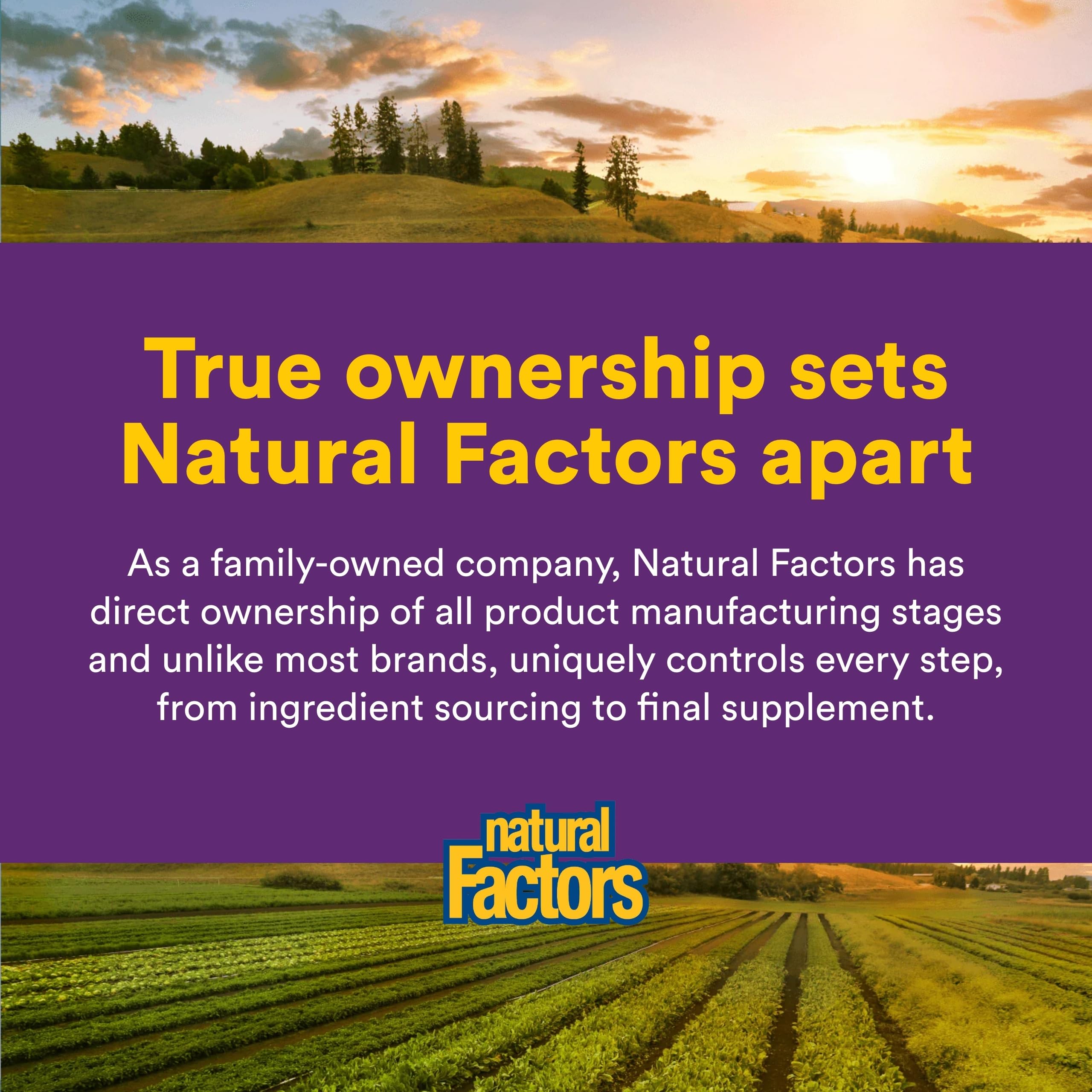 Natural Factors BlueRich análisis de laboratorio que muestra control de pureza