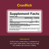 Natural Factors CranRich etiqueta con ingredientes y certificaciones para confianza