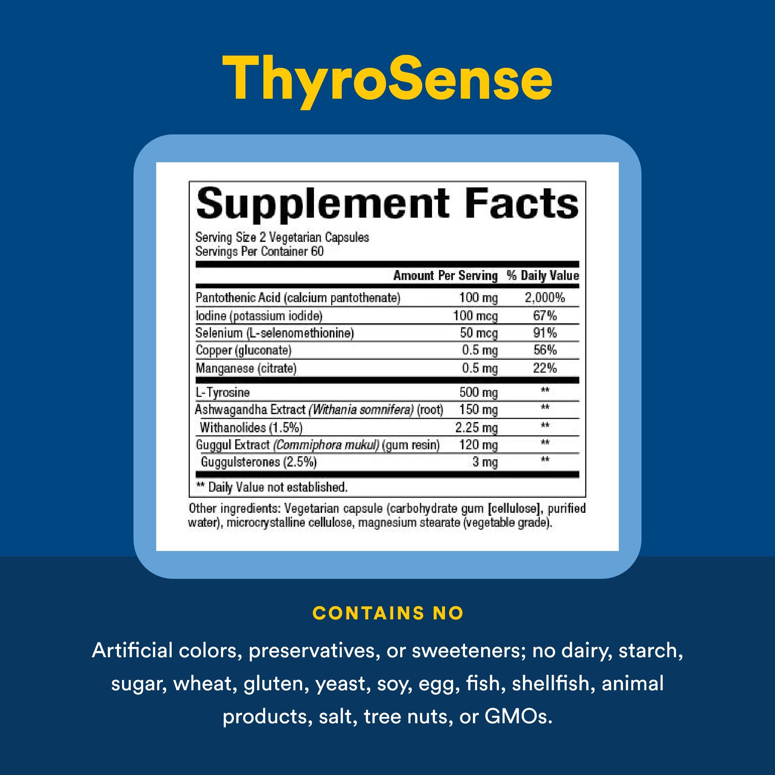 Natural Factors ThyroSense botella en mano para comparar tamaño y dosis