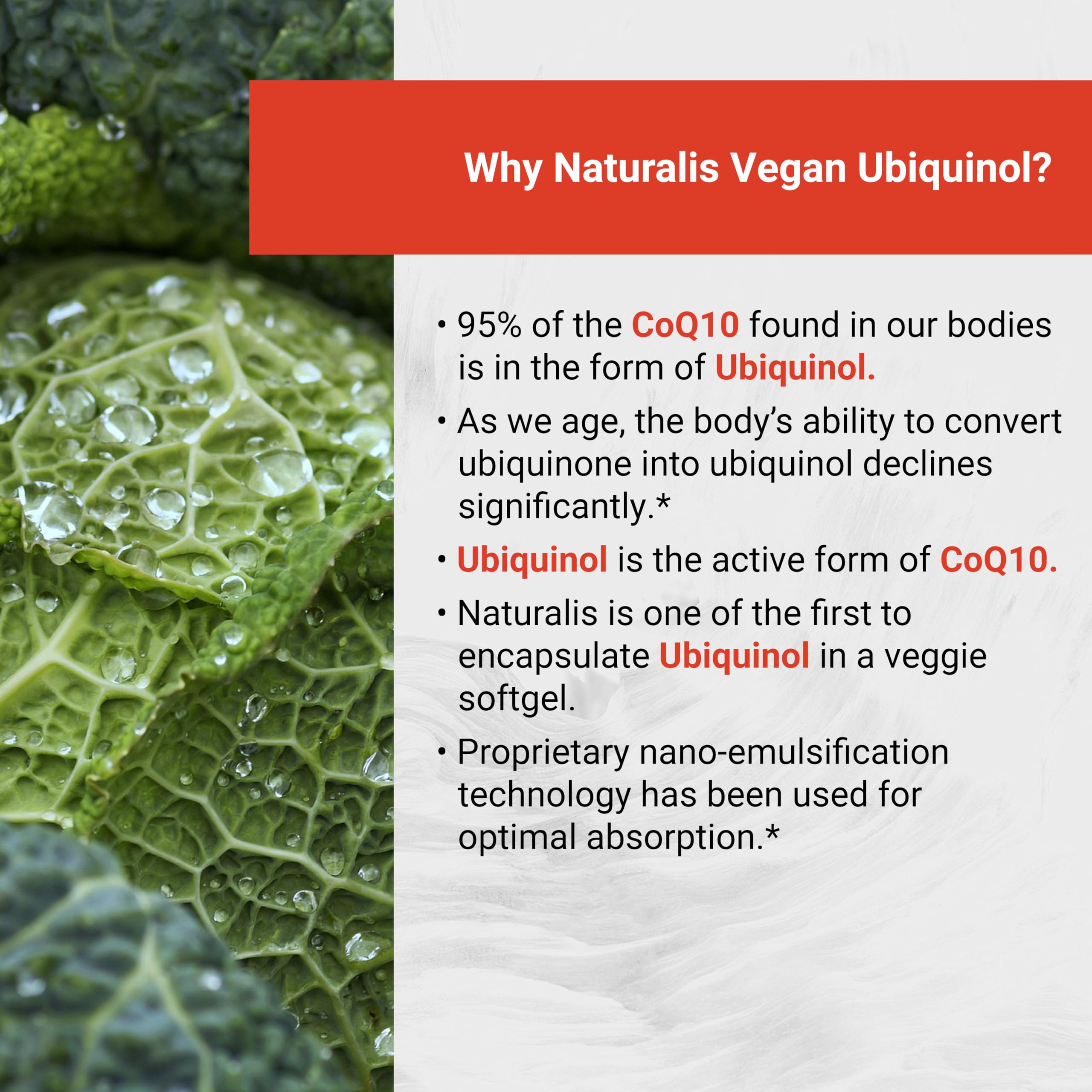Naturalis etiqueta de ingredientes mostrando ubiquinol 100 mg y vitamina E