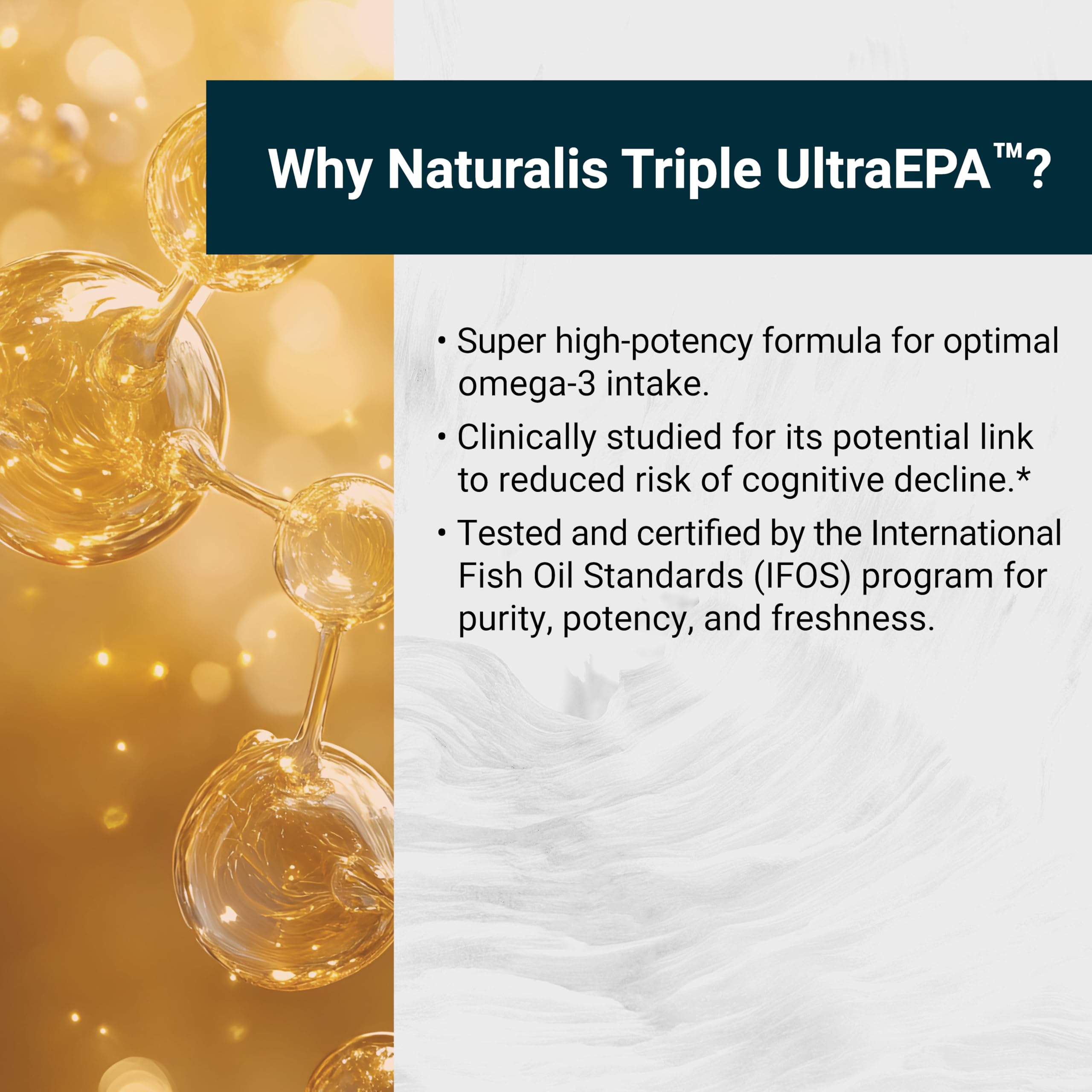 Naturalis UltraEPA uso cápsula en mano demuestra la dosis única diaria conveniente