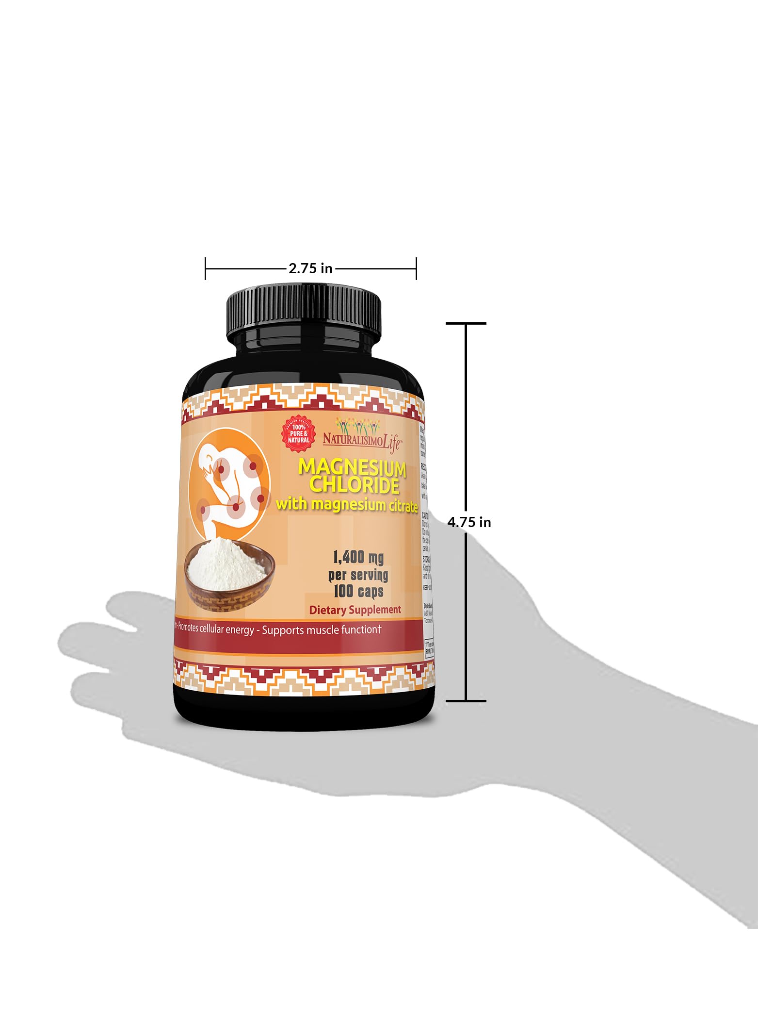 NaturalisimoLife cápsulas en mano mostrando tamaño y dosificación fácil