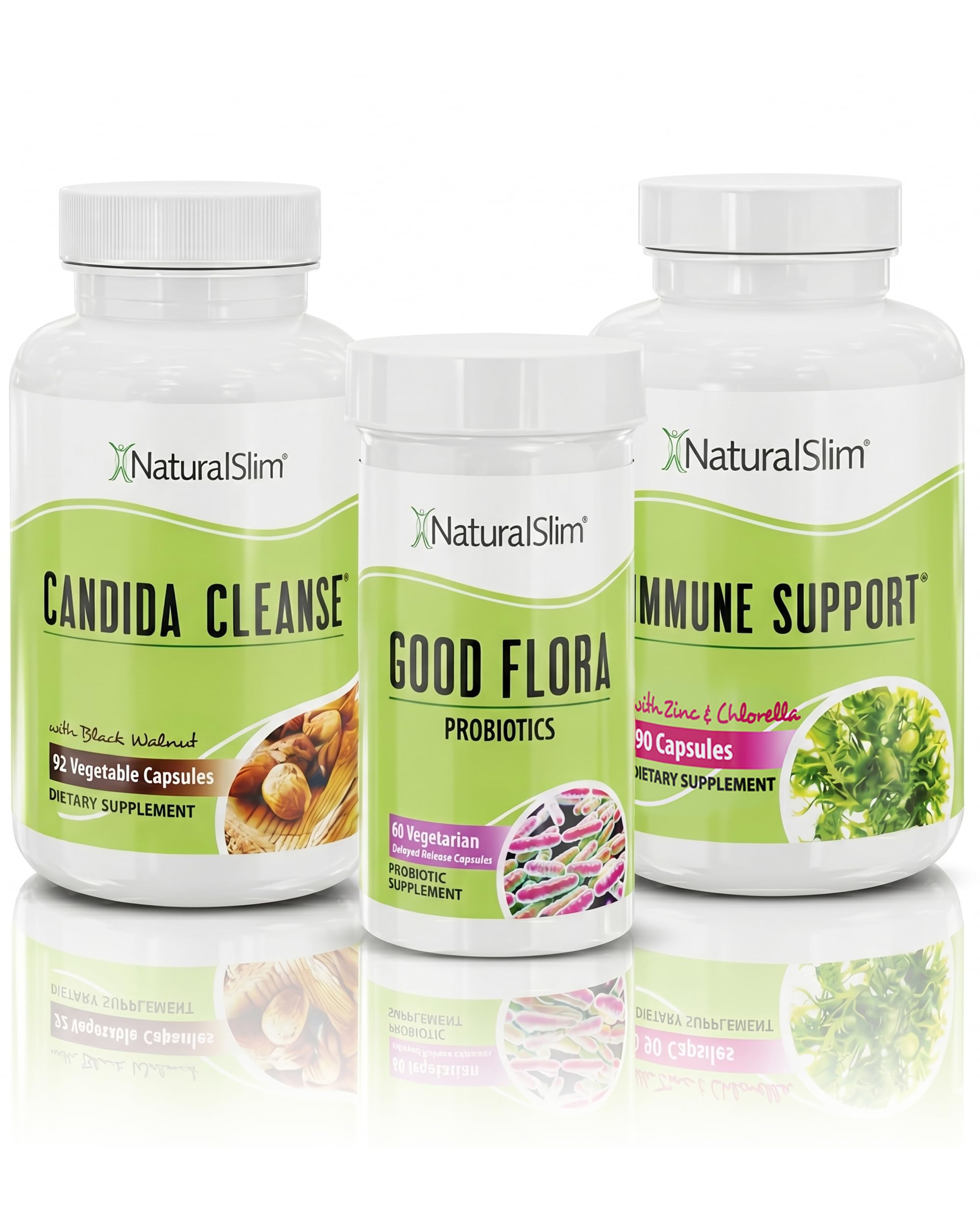 NaturalSlim embalaje frontal del CANDISEPTIC Kit mostrando marca y beneficios