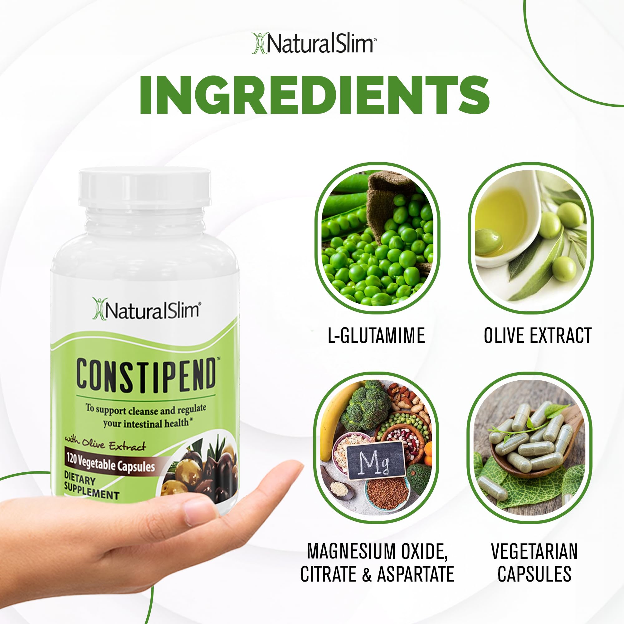 NaturalSlim botella abierta con cápsulas visibles para suministro prolongado