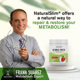 NaturalSlim estilo de vida desayuno fresa junto a fruta, reemplazo de comida nutritivo