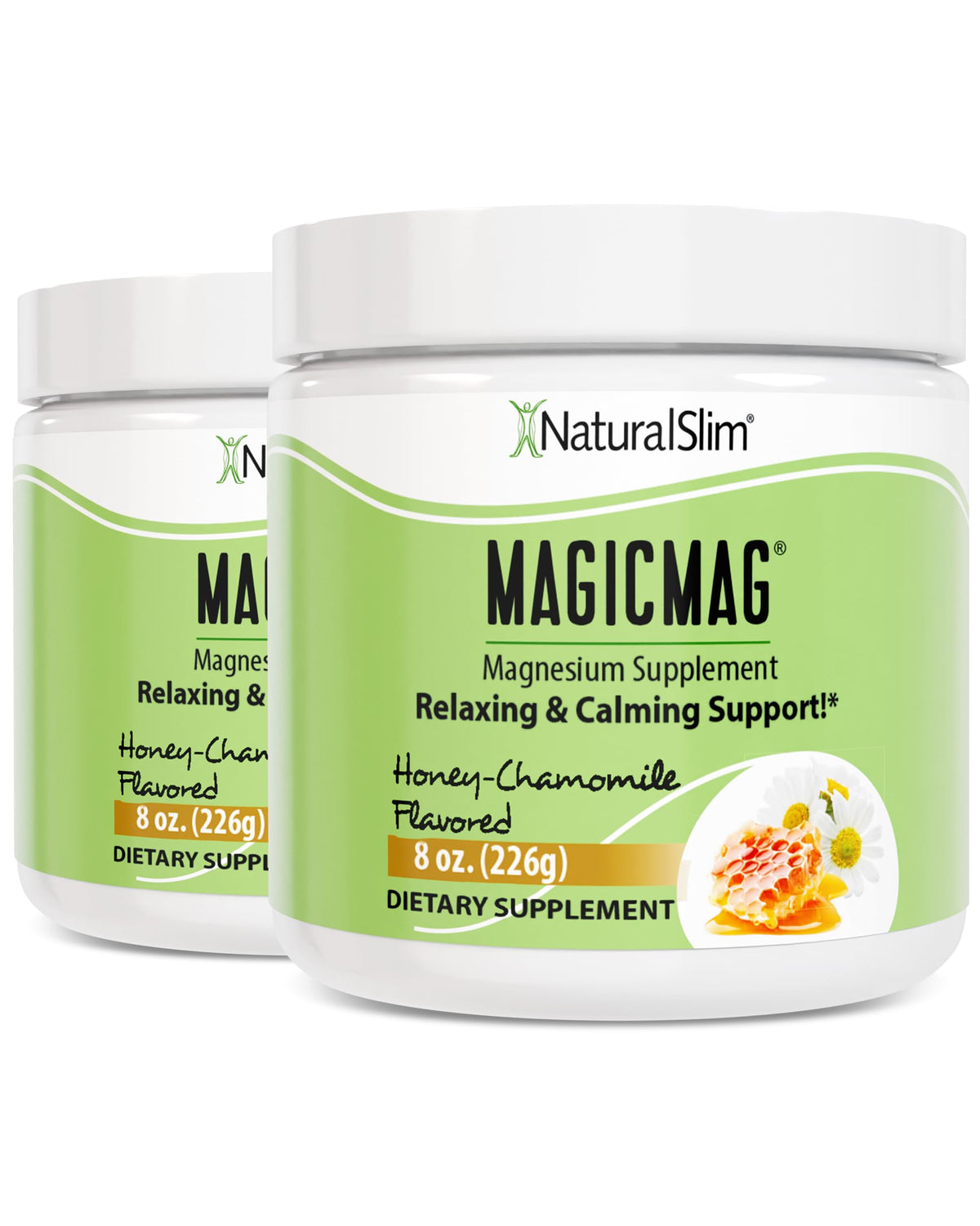NaturalSlim frasco frontal honey chamomile mostrando etiqueta clara y fácil identificación