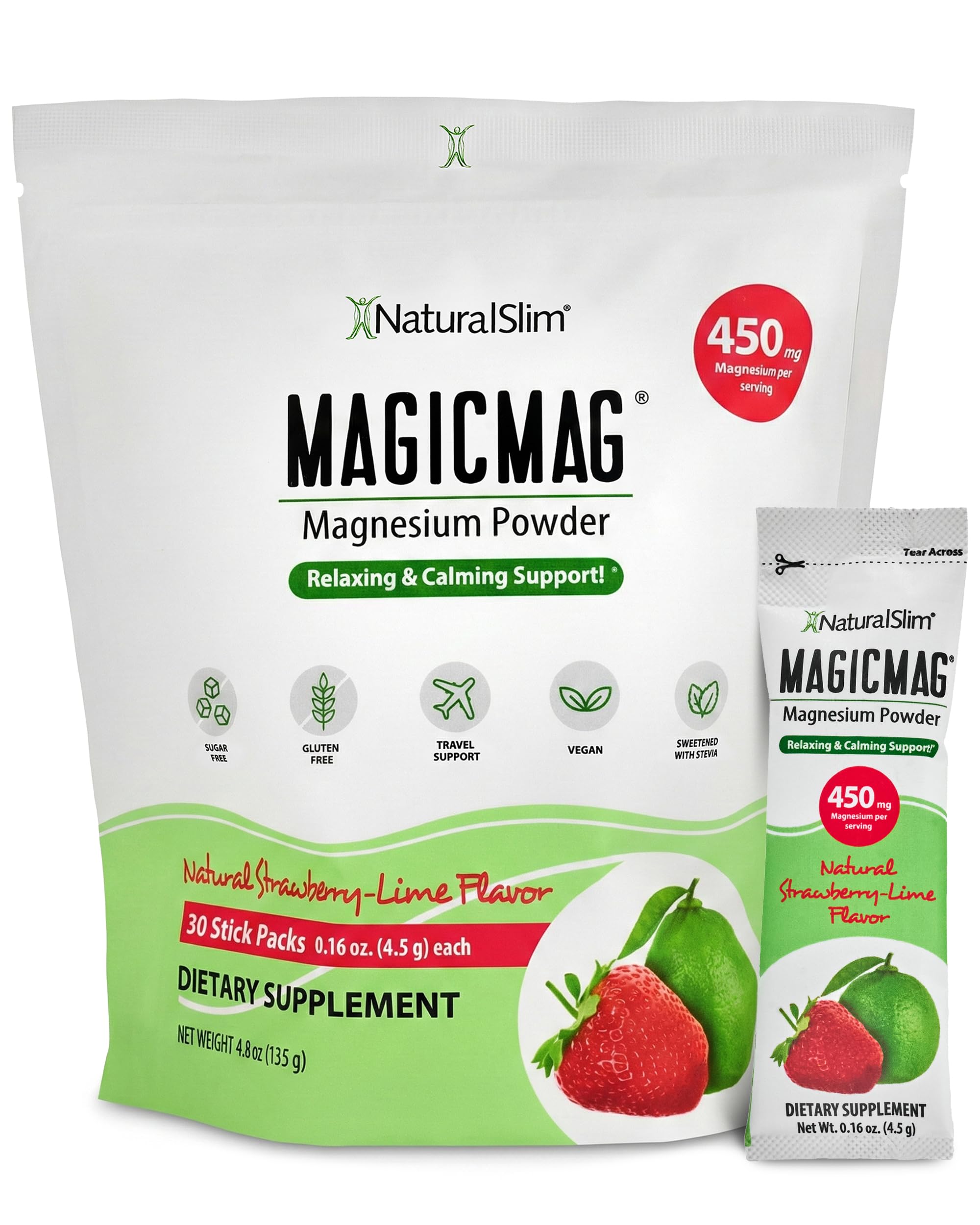 NaturalSlim frente del empaque mostrando sabor fresa lima y beneficio de absorción