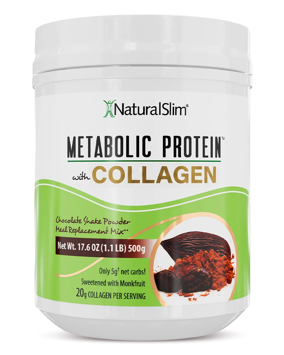 NaturalSlim envase frontal mostrando marca y beneficios para metabolismo