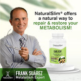 NaturalSlim cápsula partida mostrando contenido microencapsulado y tecnología