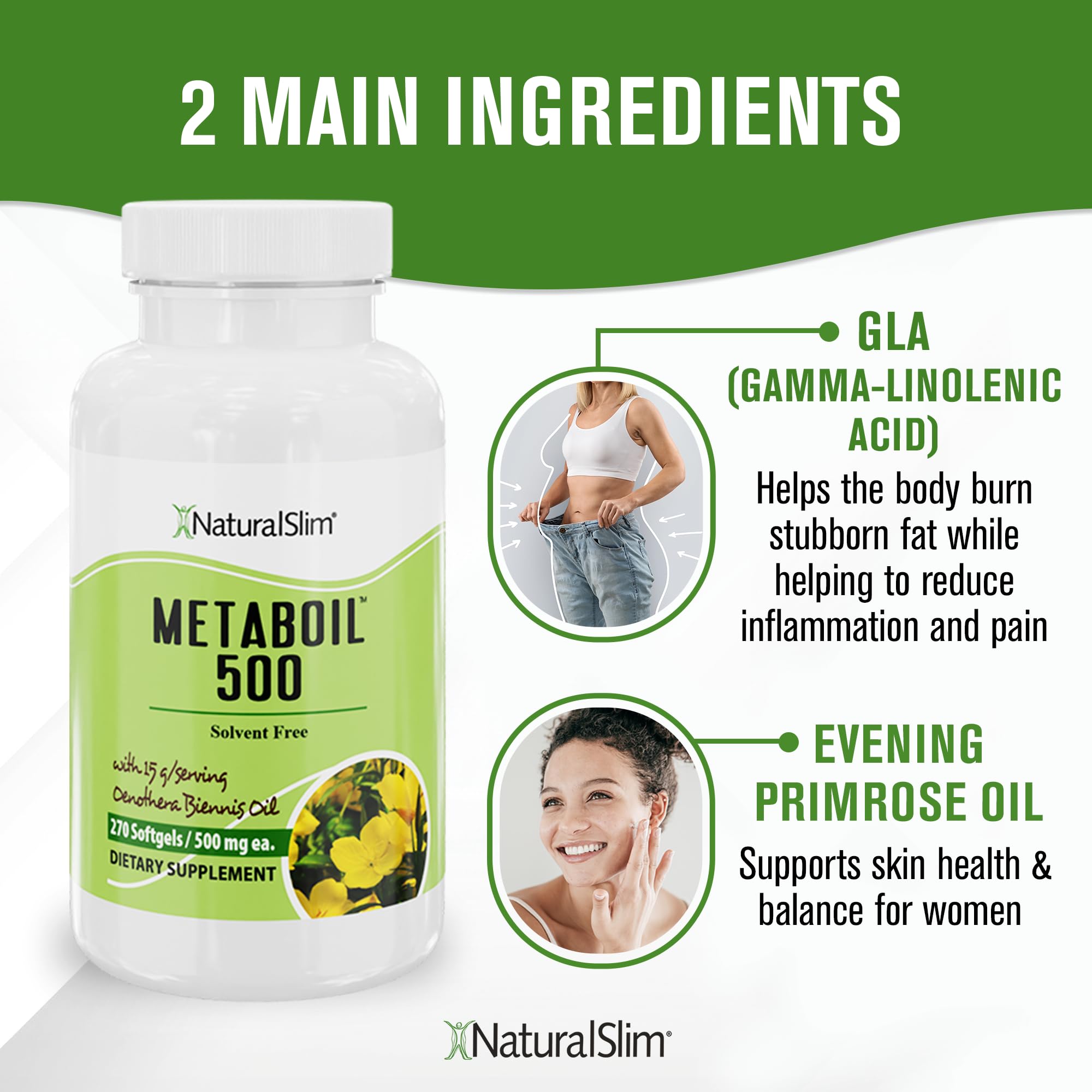 NaturalSlim Metaboil 500 frasco junto a una regla para comparar tamaño del envase práctico suministro