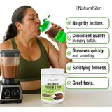 NaturalSlim batido de chocolate en vaso listo para beber y energía rápida