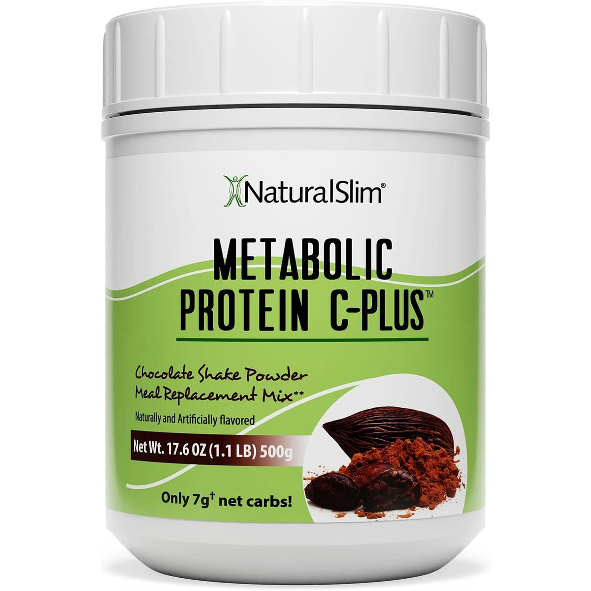NaturalSlim envase frontal mostrando la marca y beneficio bajo en carbohidratos