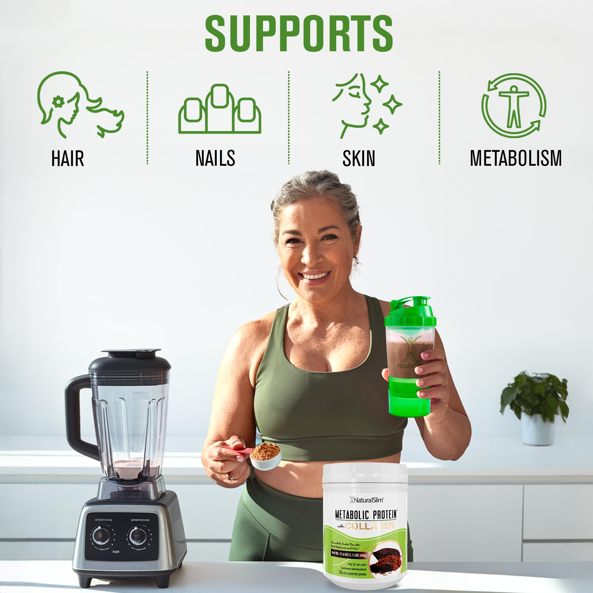NaturalSlim preparación en coctelera demostrando mezcla sin grumos