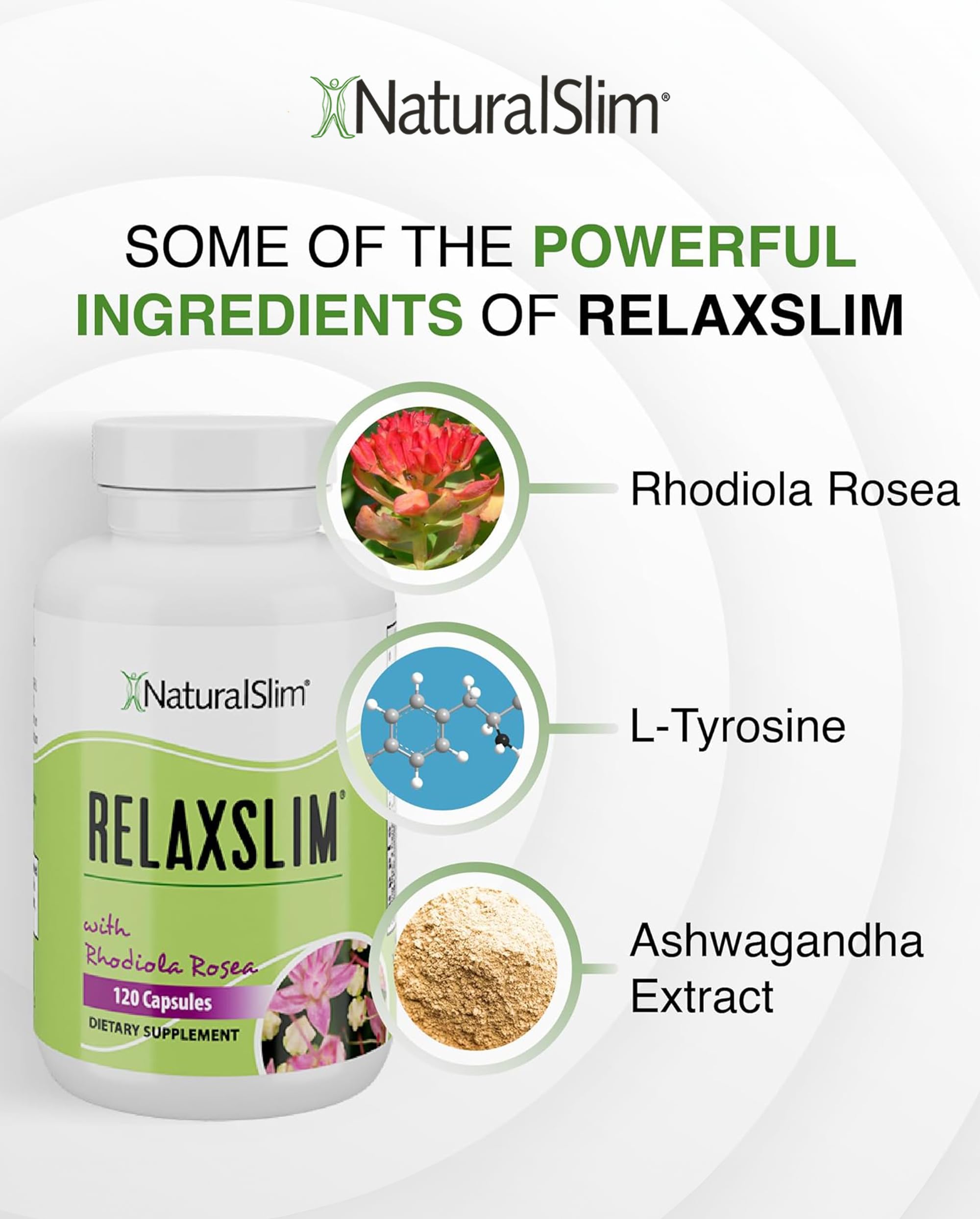 NaturalSlim mezcla de adaptógenos como Rhodiola y Ashwagandha visual