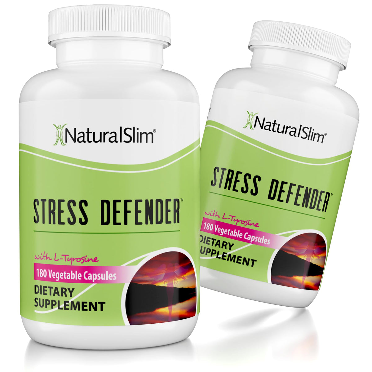 NaturalSlim bote frontal mostrando el envase y beneficios clave para equilibrio del cortisol