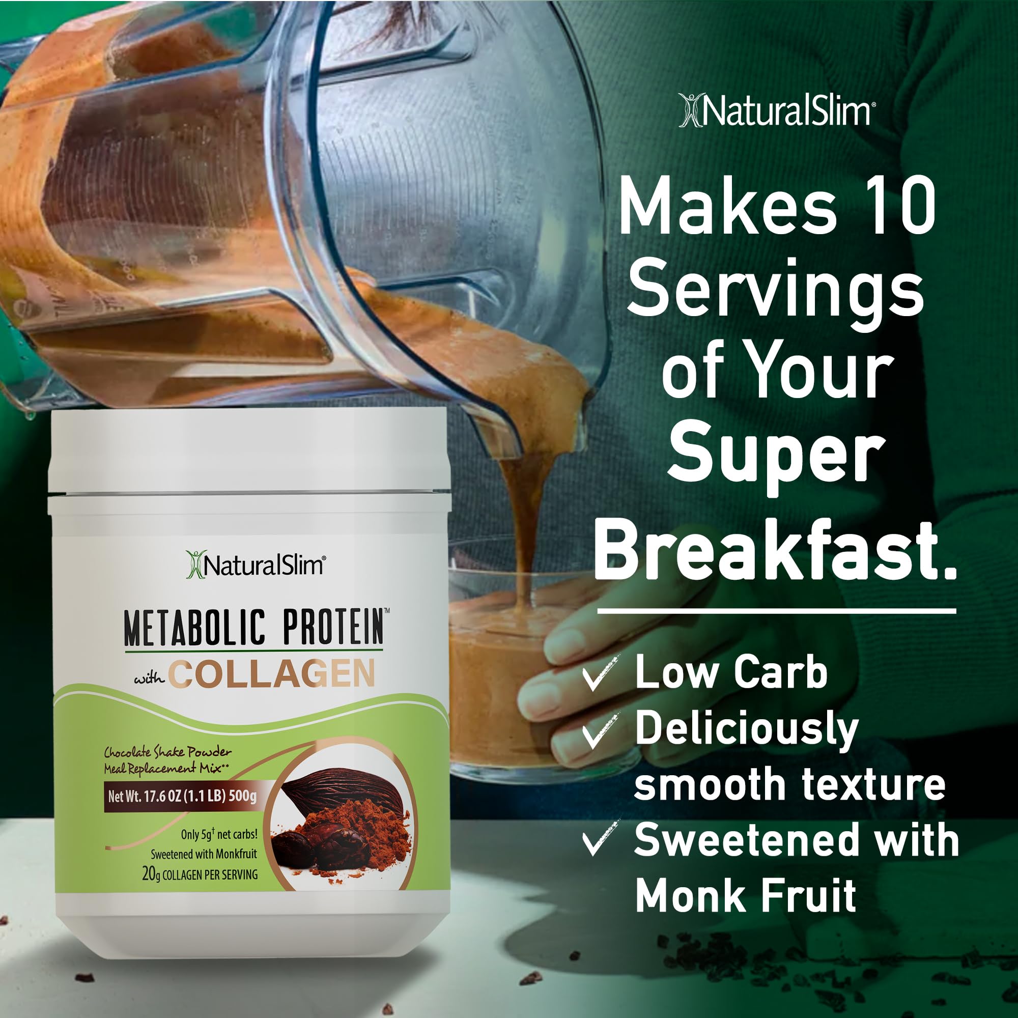 NaturalSlim batido servido con fruta fresca como opción de desayuno saludable