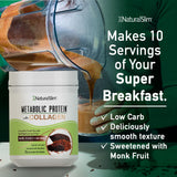 NaturalSlim batido servido con fruta fresca como opción de desayuno saludable