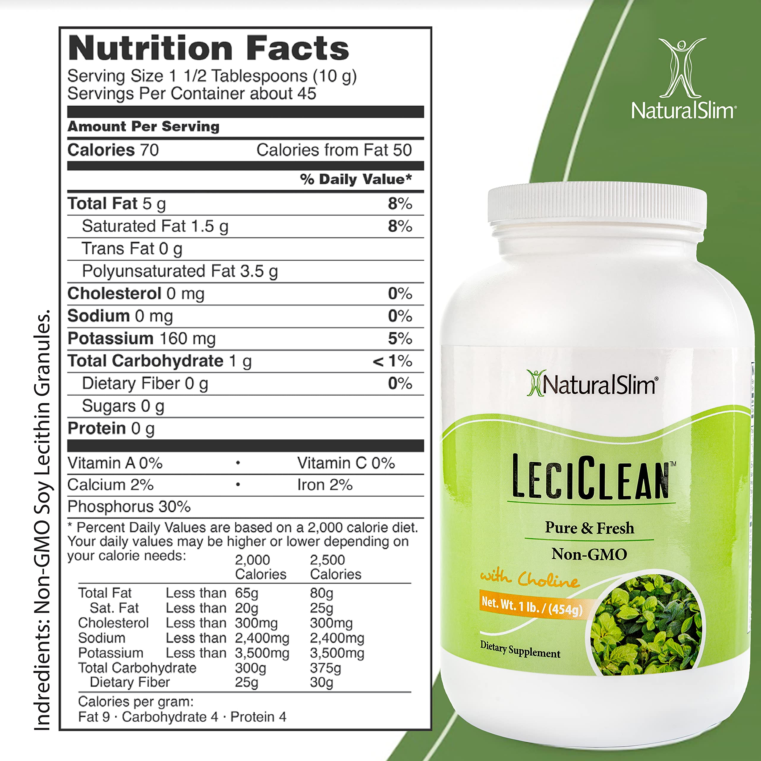 NaturalSlim textura granular de la lecitina, fácil mezcla y uso