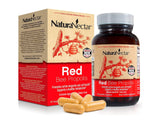 NaturaNectar envase frontal de propóleo rojo con certificación NSF, confianza en el contenido