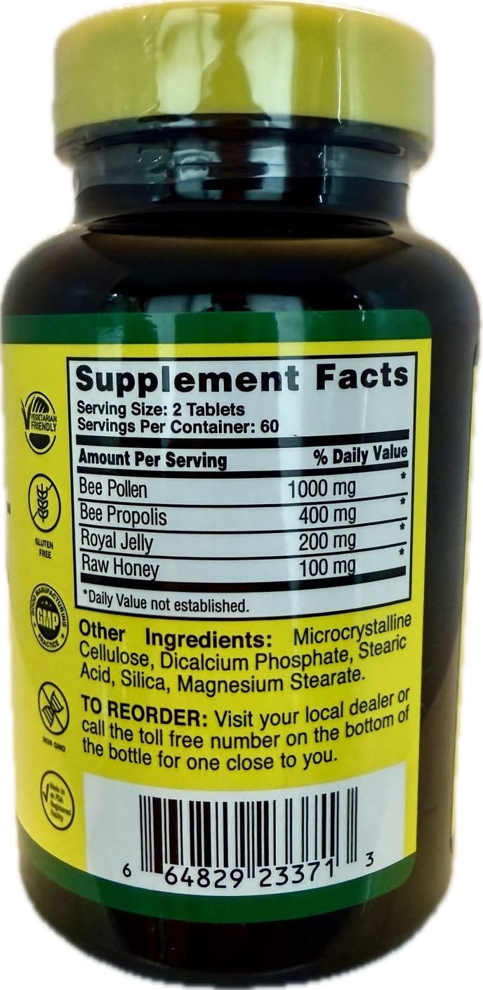 Nature Cure Bee primer plano del caplet mostrando textura y recubrimiento