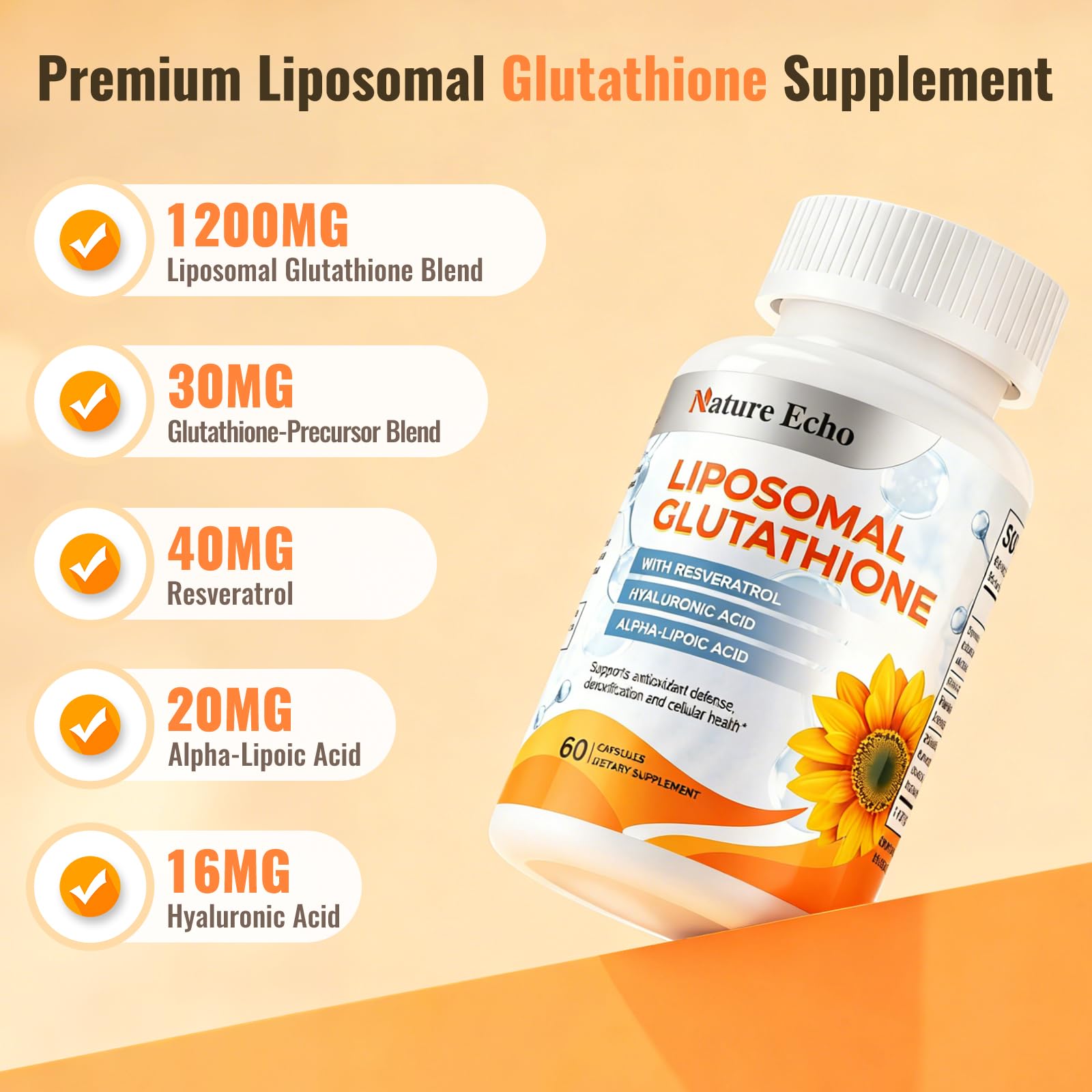 Nature Echo detalle de cápsula liposomal que evidencia absorción eficaz