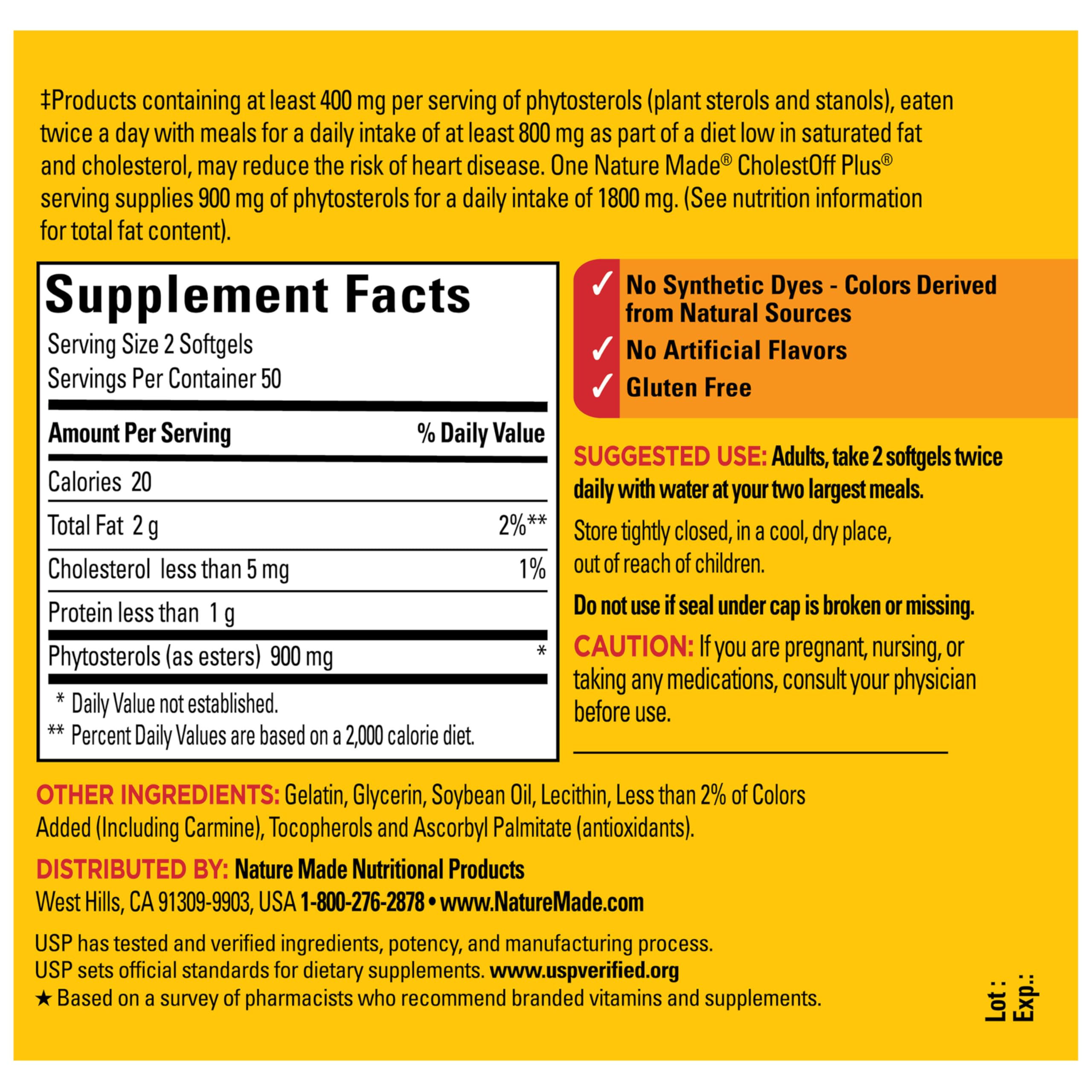 Nature Made etiqueta nutricional enfocada en 900 mg por porción