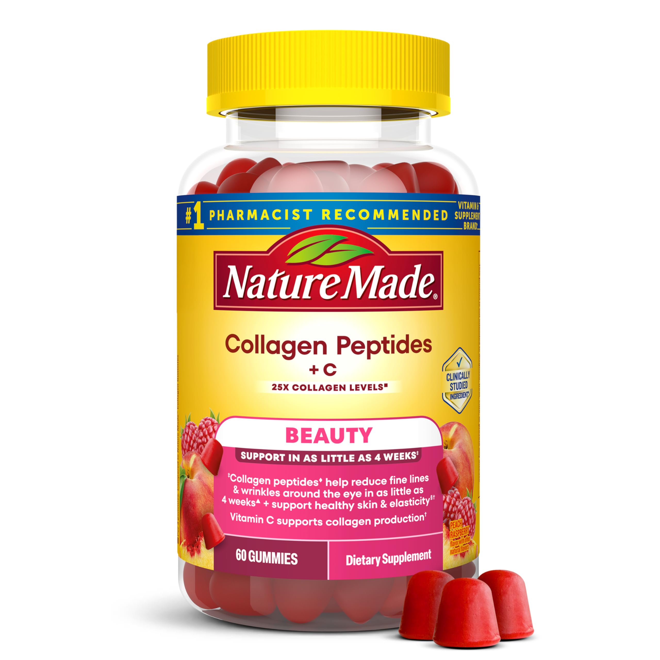 Nature Made frasco delantero mostrando la marca y beneficio de piel