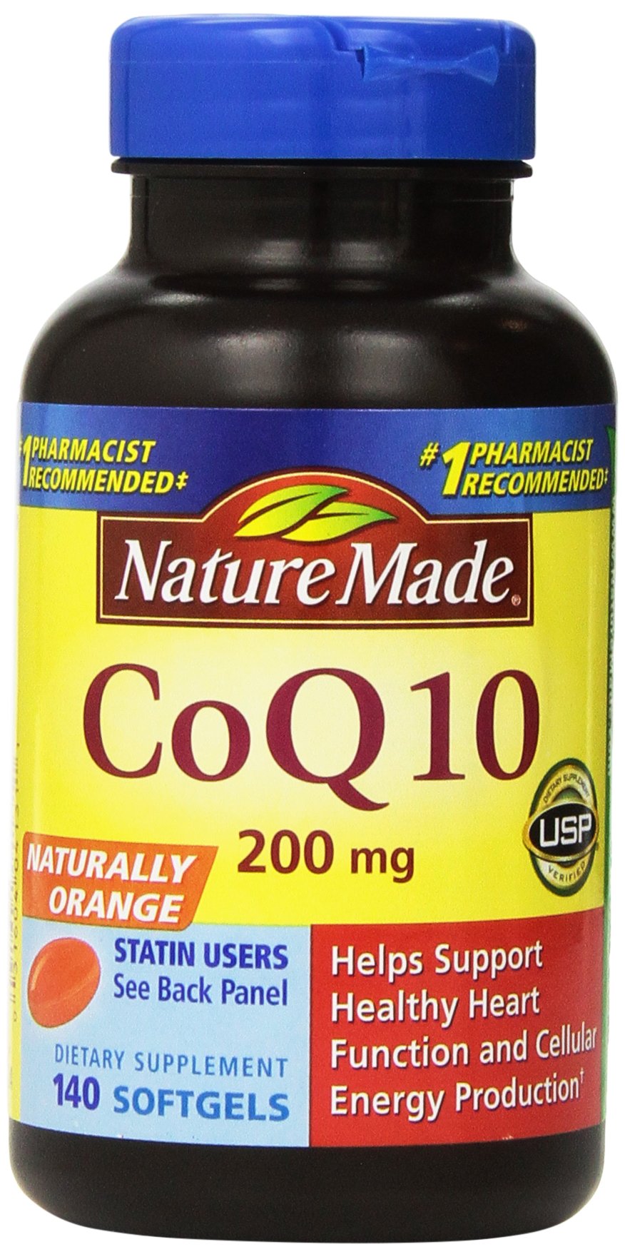 Nature Made frasco frontal con CoQ10 200 mg, suministro prolongado