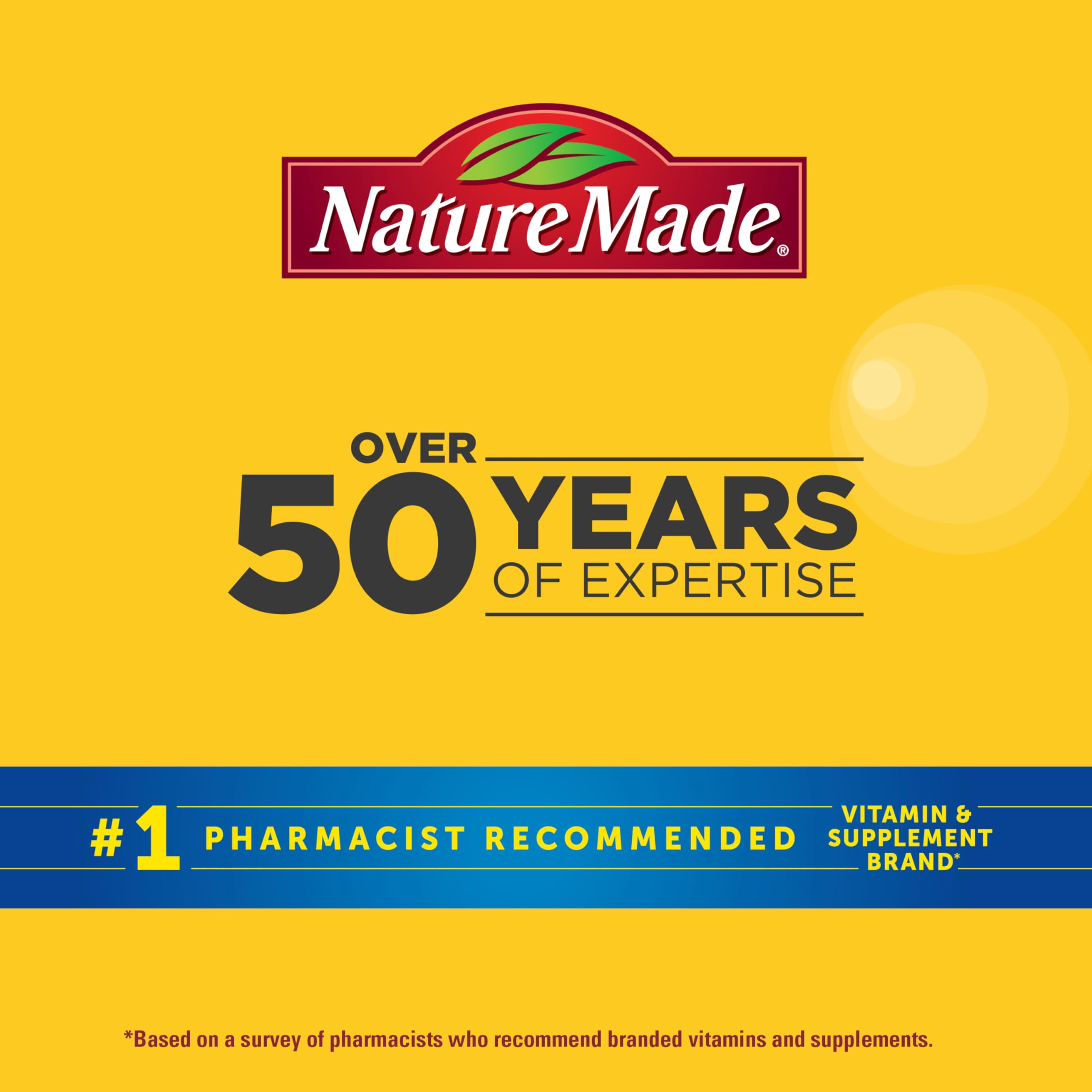 Nature Made frasco con 50 unidades para durabilidad y suministro claro