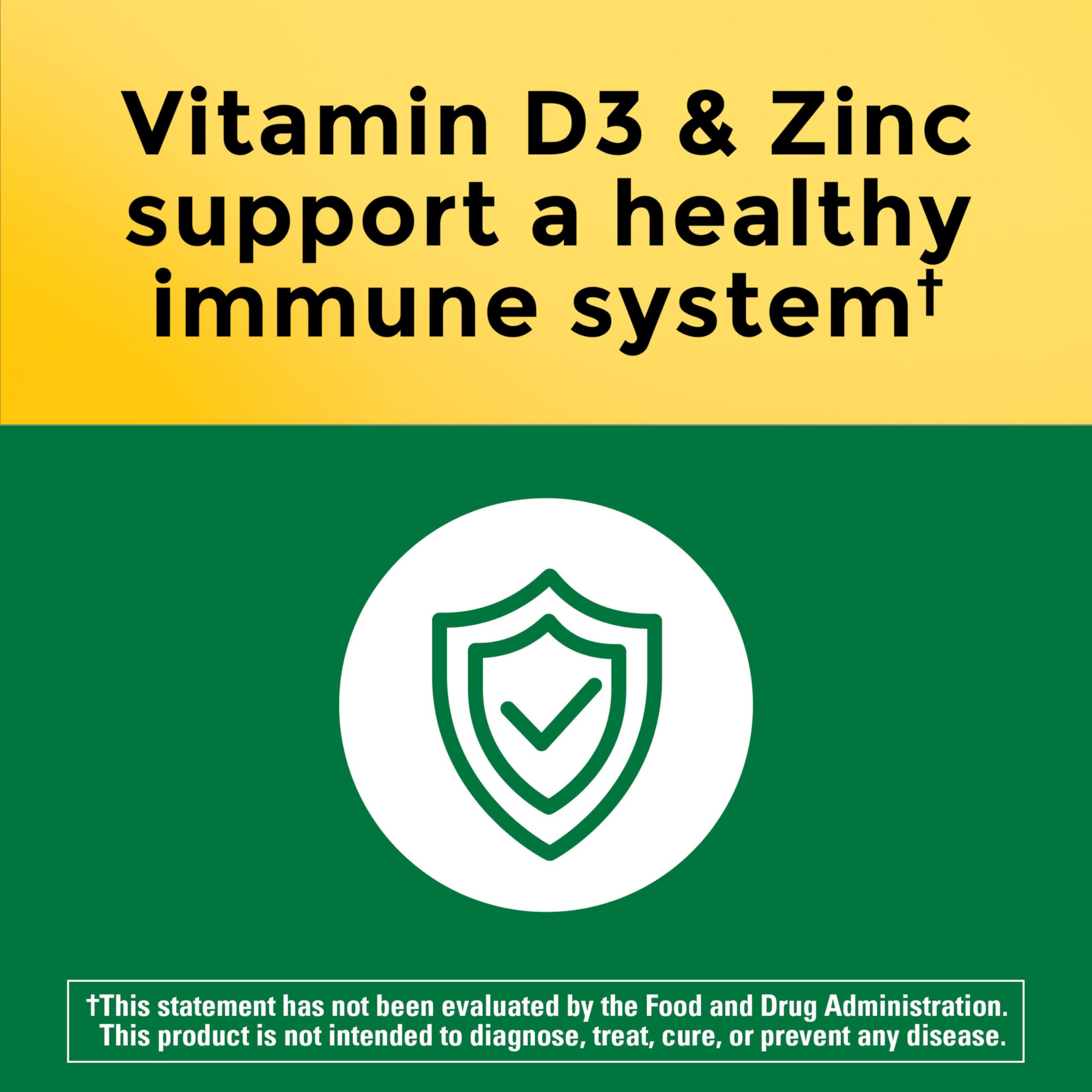 Nature Made etiqueta nutricional destacando magnesio, D3 y zinc