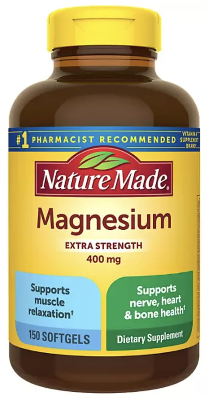 Nature Made envase frontal magnesio 400 mg, presentación clara y cantidad