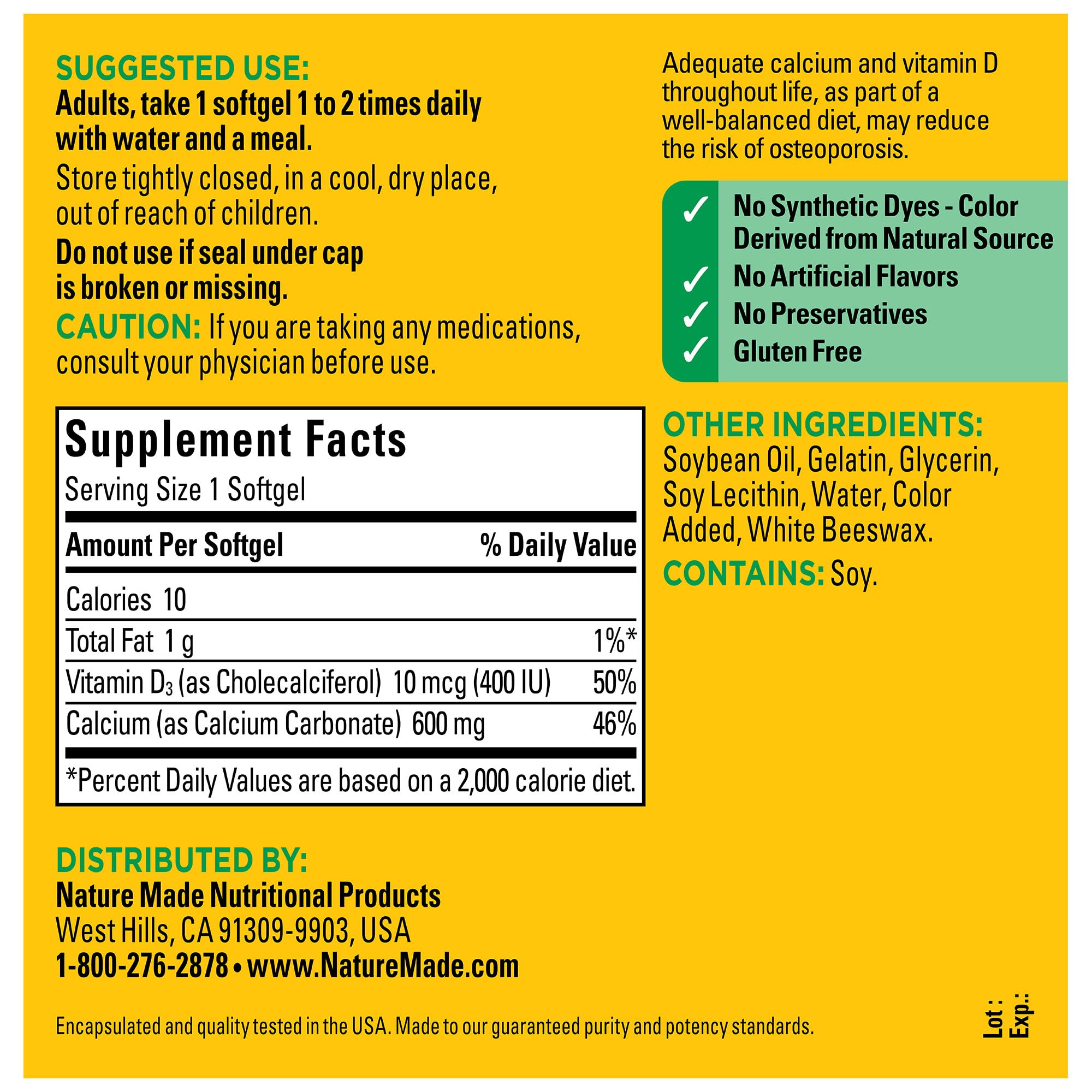 Nature Made varias softgels dentro del envase para planificar la suplementación