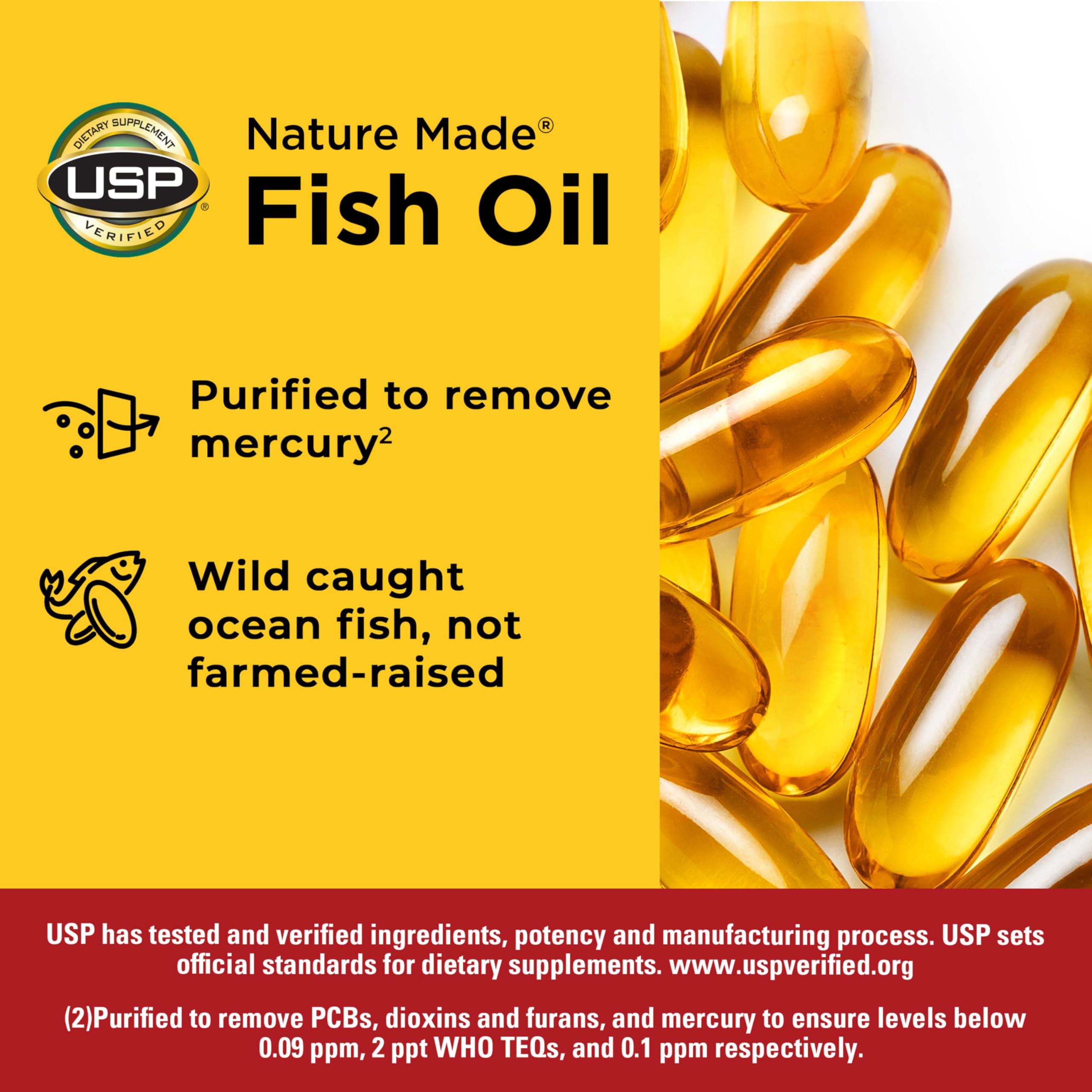 Nature Made textura aceite de pescado purificado destacando perfil limpio Omega‑3