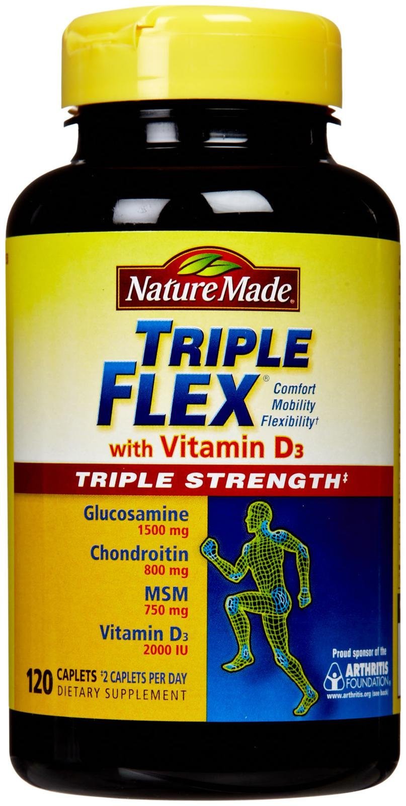 Nature Made frente del empaque mostrando 120 caplets y beneficios