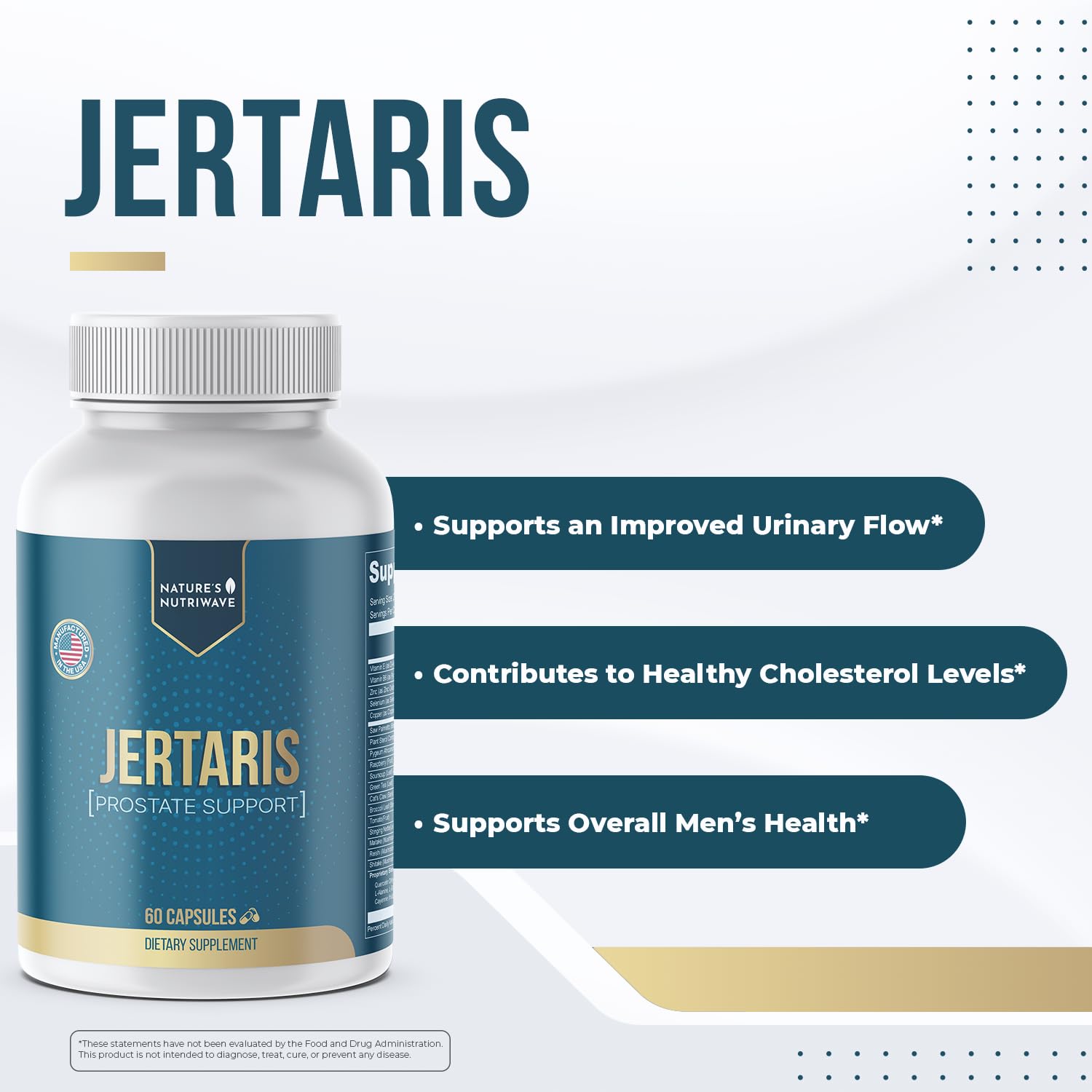 Nature’s NutriWave Jertaris cápsula en primer plano para apreciar textura y forma