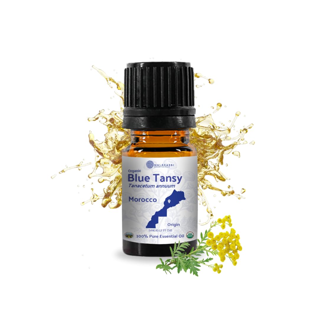 Nature Packaged frasco 5 ml Azul Tansy mostrando concentración y pureza