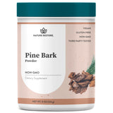 Nature Restore frasco frontal de extracto de corteza de pino con etiqueta clara y beneficio antioxidante