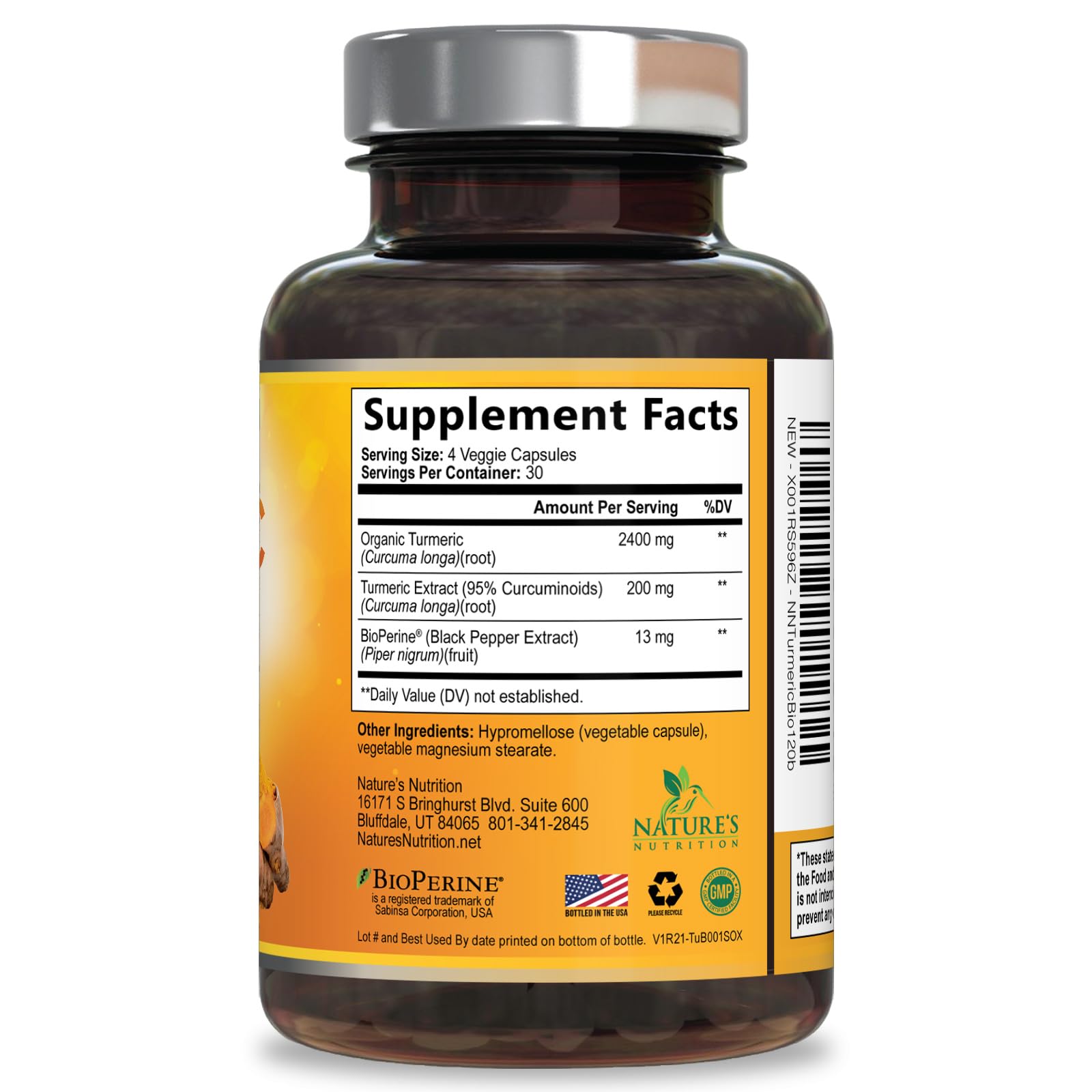 Nature's Nutrition envase junto a certificados de prueba para transmitir confianza