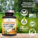 Nature's Nutrition detalle de etiqueta con información de curcuminoides y BioPerine
