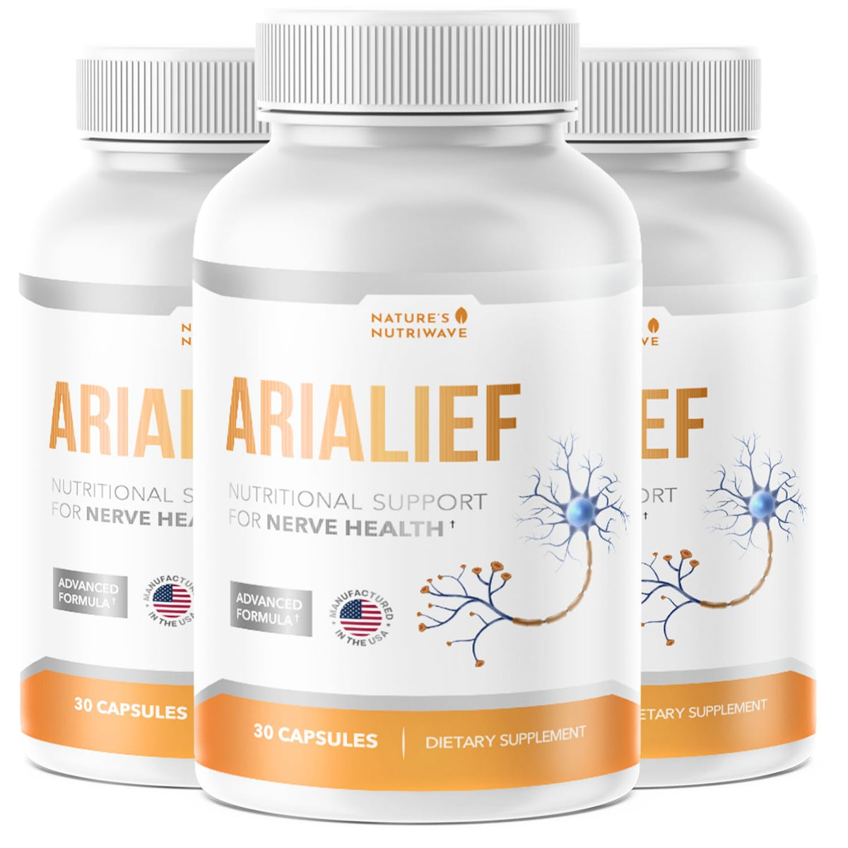 Nature’s NutriWave Arialief frente del empaque mostrando diseño y claridad de ingredientes