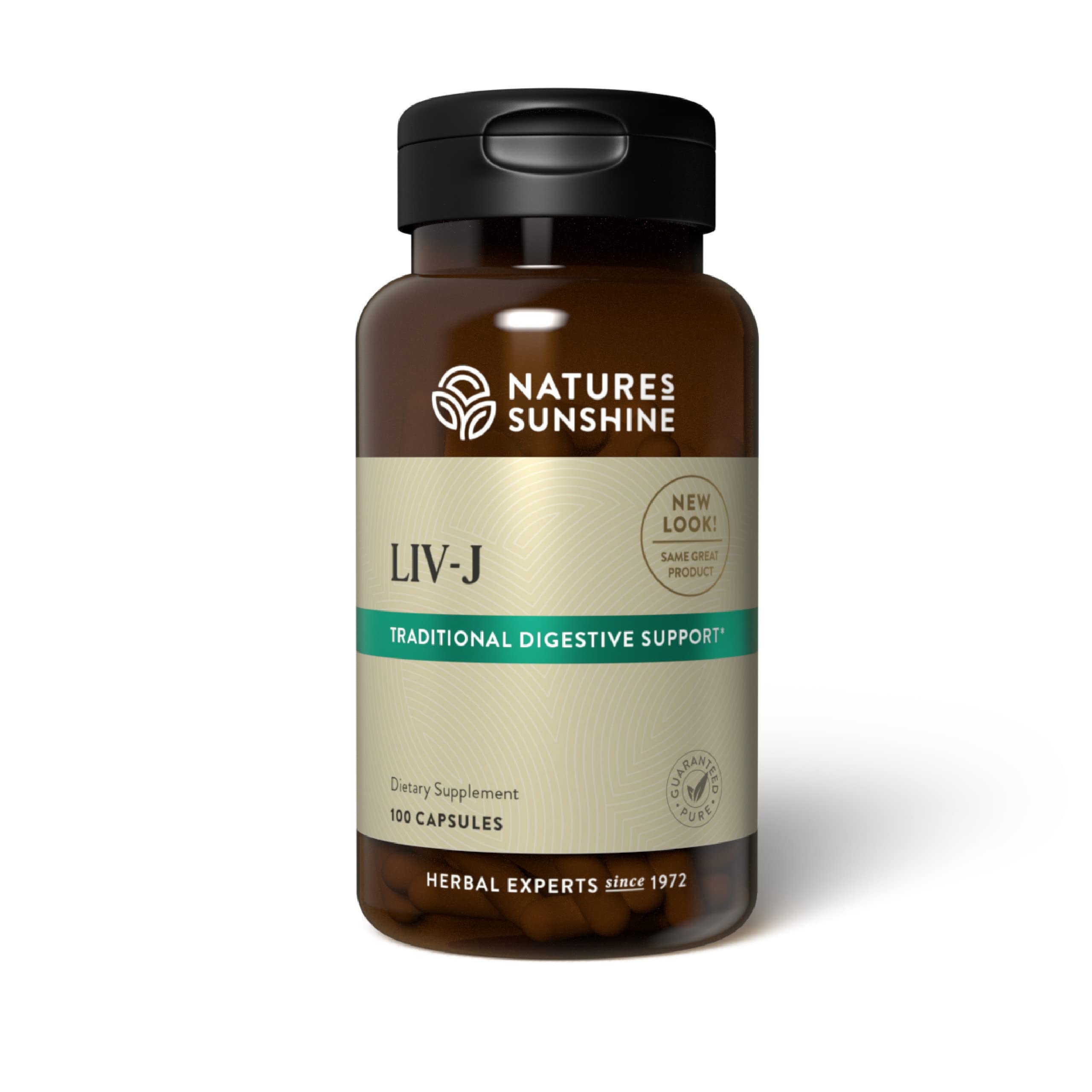 Nature's Sunshine botella frontal mostrando 100 cápsulas y diseño claro beneficios