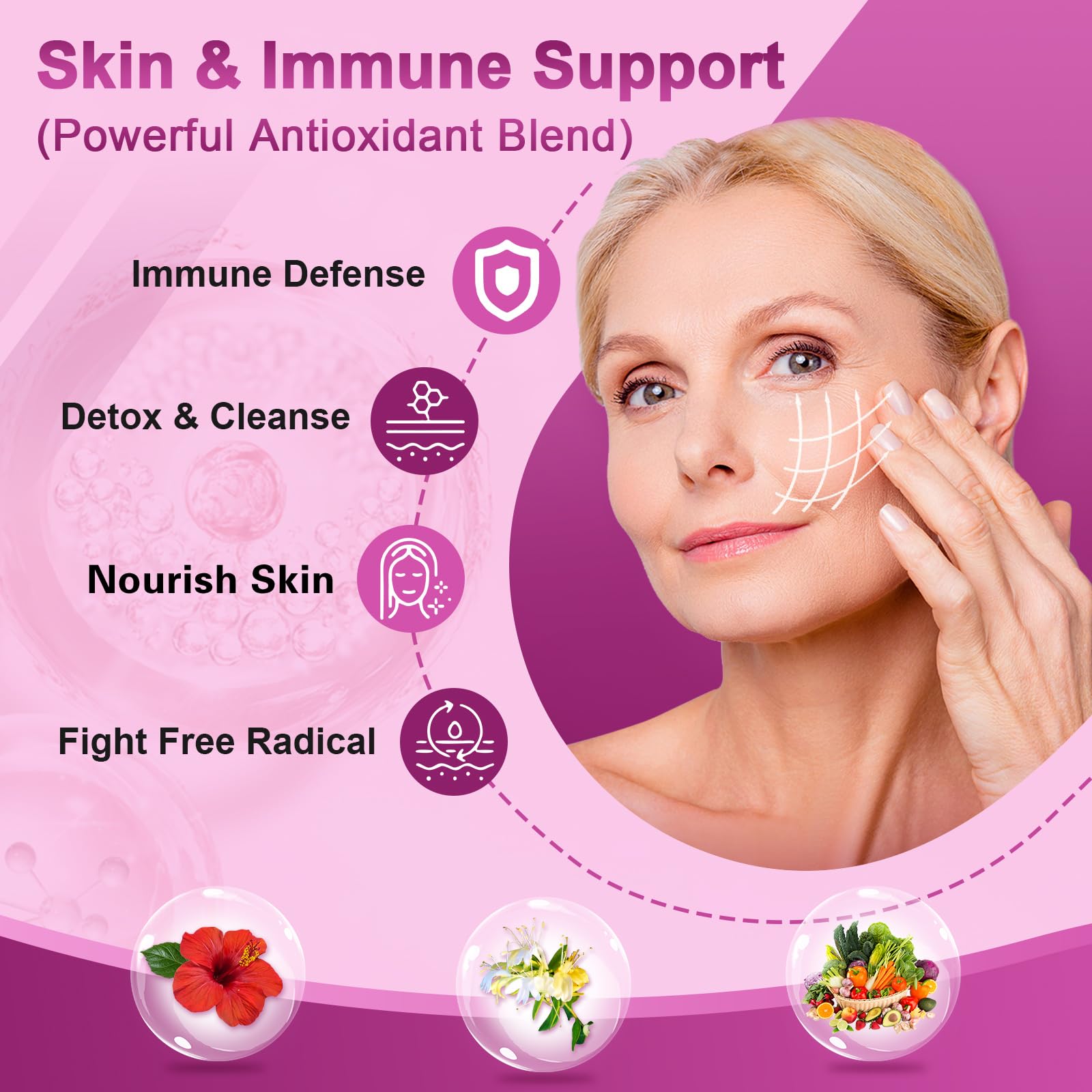 NATURE TARGET etiqueta con lista de ingredientes clave y beneficios visibles