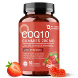 NATURE TARGET frasco frontal de gominolas CoQ10 fresa que destaca facilidad de uso