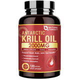 NATURE TARGET frasco frontal de aceite de krill 2000 mg mostrando presentación y cantidad