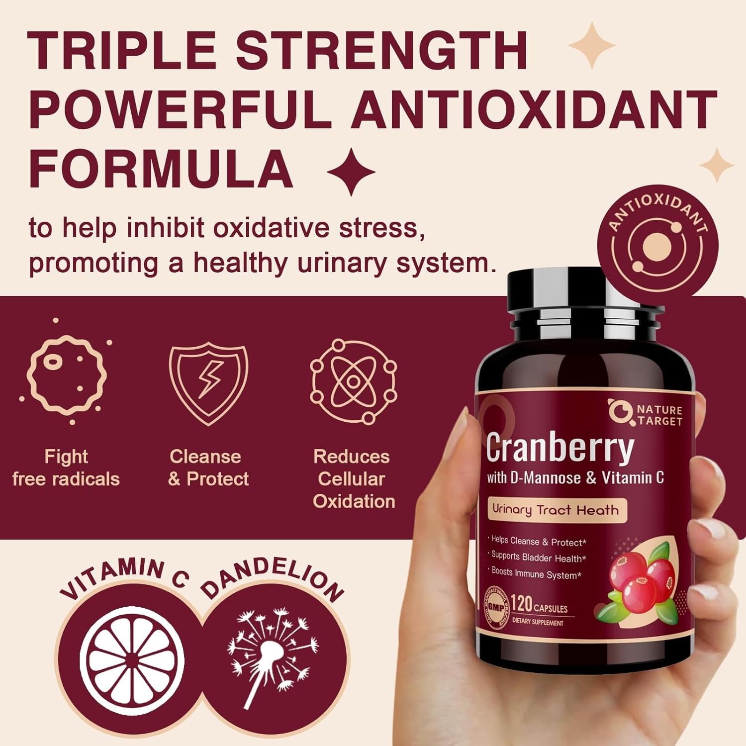 NATURE TARGET ingredientes clave arándano d‑mannose vitamina C visual